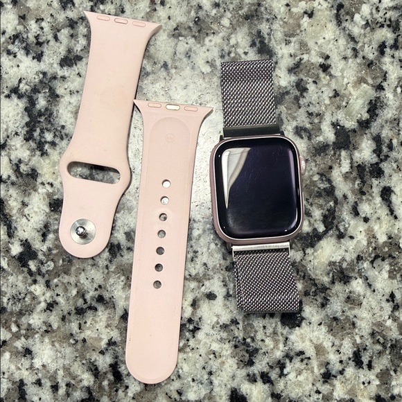 Apple Smartwatch with Pink and Silver Bands